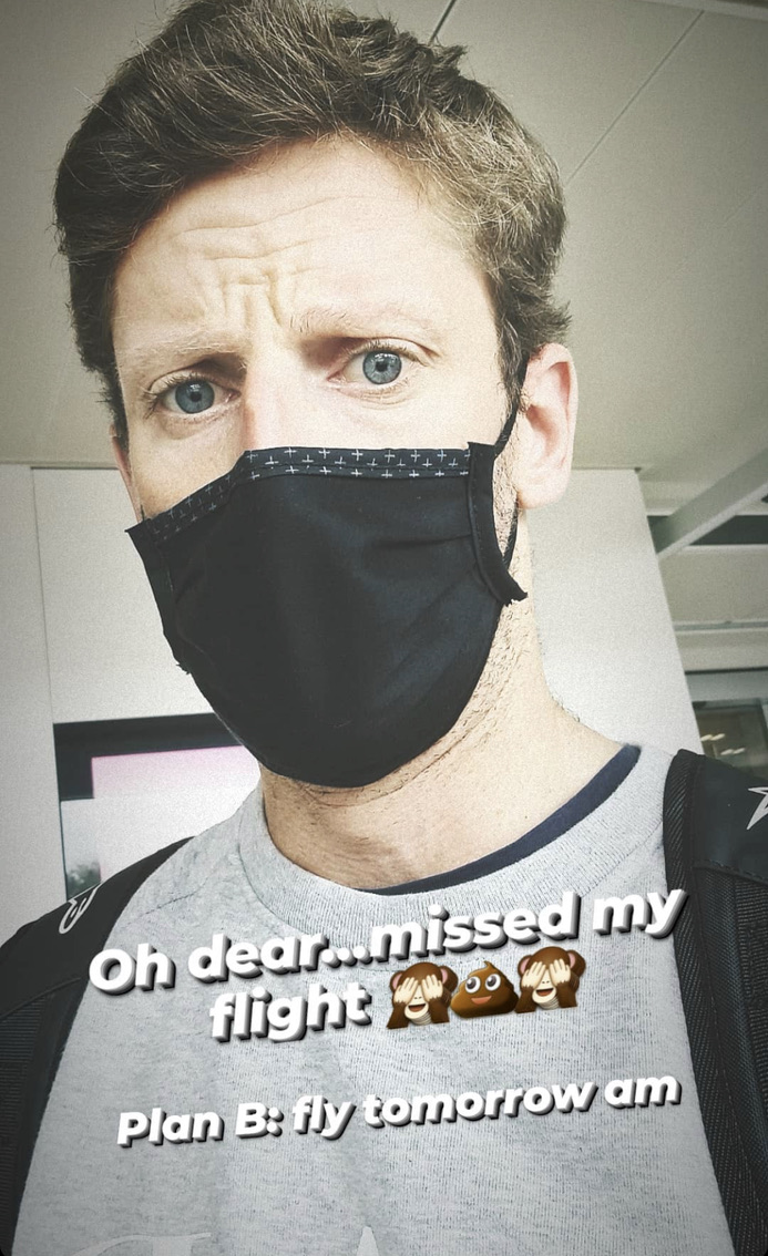 Romain Grosjean en Instagram tras perder su vuelo a Turquia