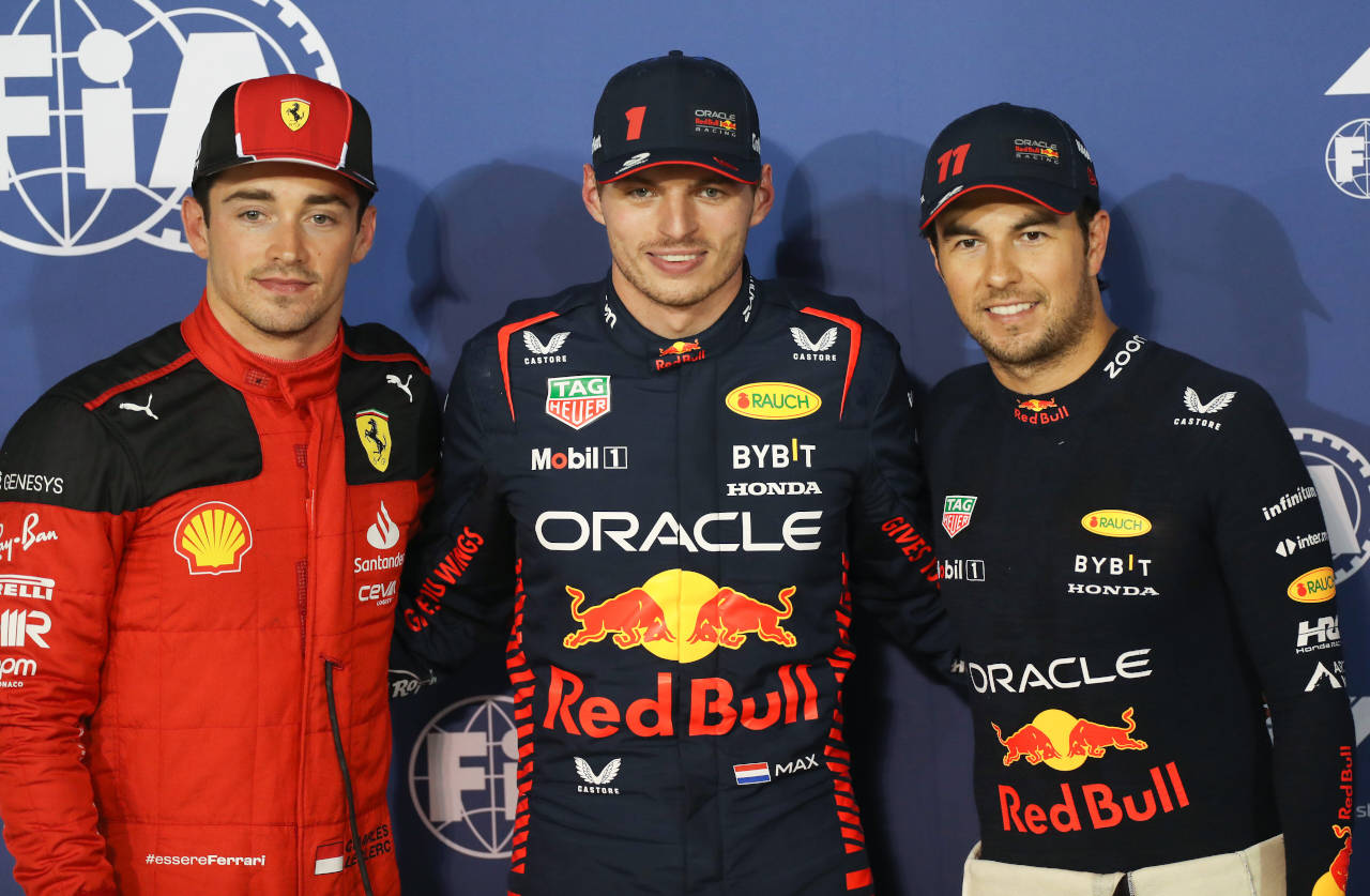 Verstappen Leclerc Perez Bahrein 2023